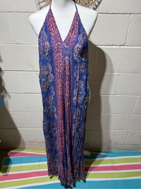 Angie Blue and Purple Paisley Halter Dress